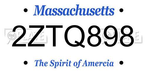 2ZTQ898 Massachusetts License Plate
