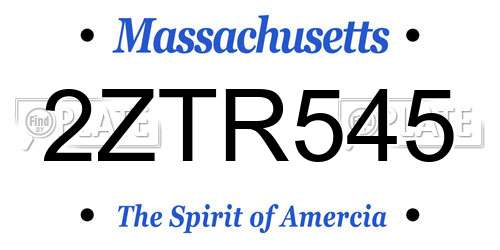2ZTR545 Massachusetts License Plate
