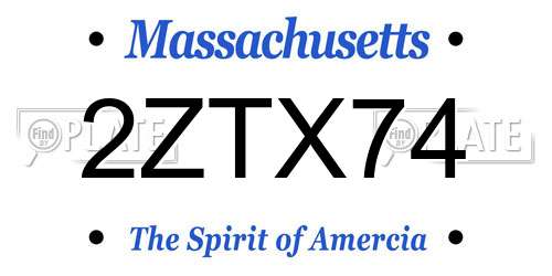 2ZTX74 Massachusetts License Plate