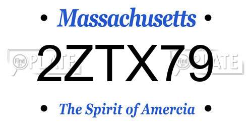 2ZTX79 Massachusetts License Plate