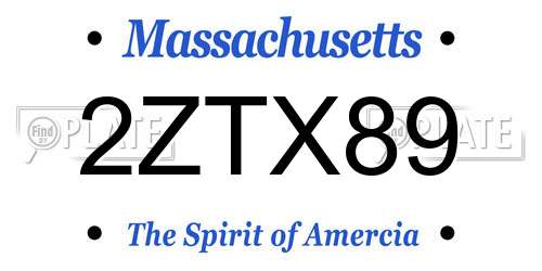 2ZTX89 Massachusetts License Plate