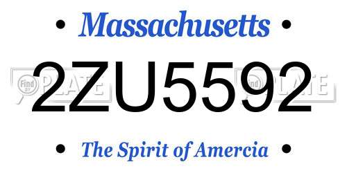 2ZU5592 Massachusetts License Plate