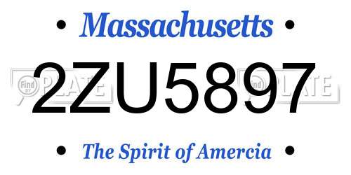2ZU5897 Massachusetts License Plate