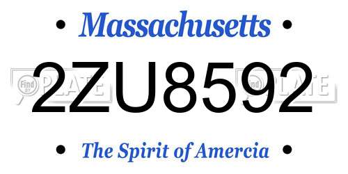 2ZU8592 Massachusetts License Plate