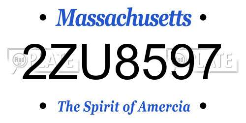 2ZU8597 Massachusetts License Plate