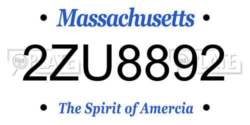 2ZU8892 Massachusetts License Plate