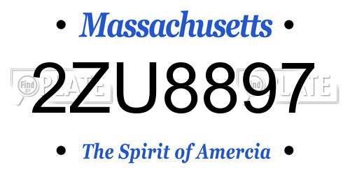 2ZU8897 Massachusetts License Plate
