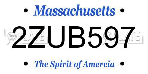 2ZUB597 Massachusetts License Plate