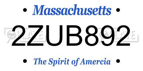 2ZUB892 Massachusetts License Plate