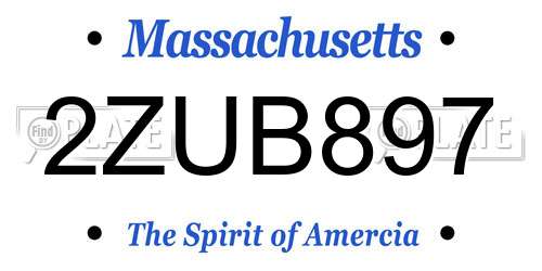 2ZUB897 Massachusetts License Plate