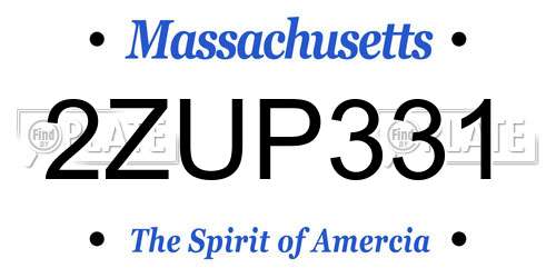 2ZUP331 Massachusetts License Plate