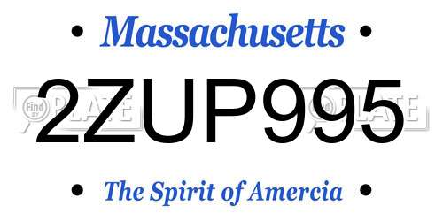 2ZUP995 Massachusetts License Plate