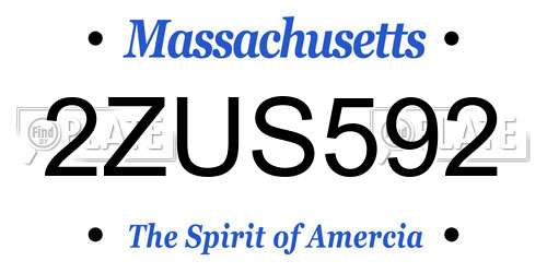 2ZUS592 Massachusetts License Plate