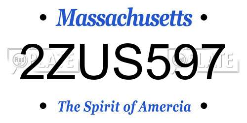 2ZUS597 Massachusetts License Plate