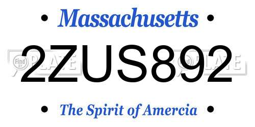 2ZUS892 Massachusetts License Plate