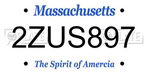 2ZUS897 Massachusetts License Plate