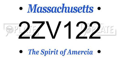 2ZV122 Massachusetts License Plate