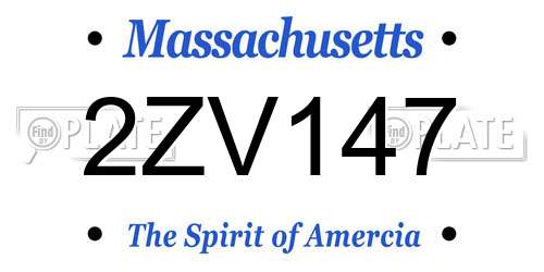 2ZV147 Massachusetts License Plate