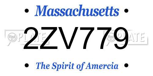 2ZV779 Massachusetts License Plate