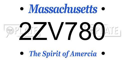 2ZV780 Massachusetts License Plate
