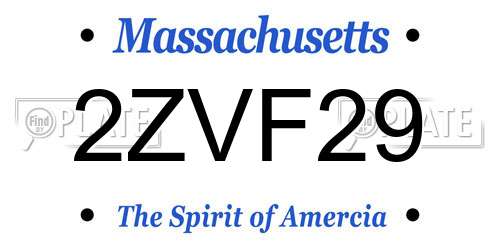 2ZVF29 Massachusetts License Plate