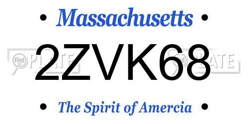 2ZVK68 Massachusetts License Plate
