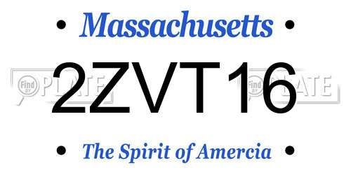 2ZVT16 Massachusetts License Plate