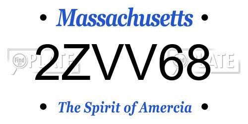 2ZVV68 Massachusetts License Plate