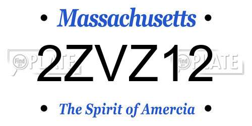 2ZVZ12 Massachusetts License Plate