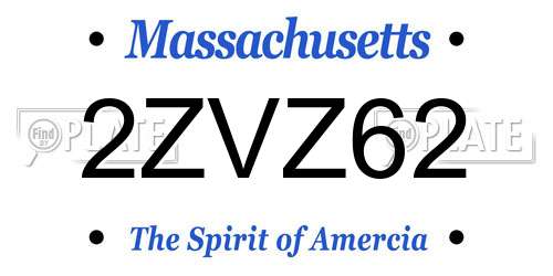 2ZVZ62 Massachusetts License Plate