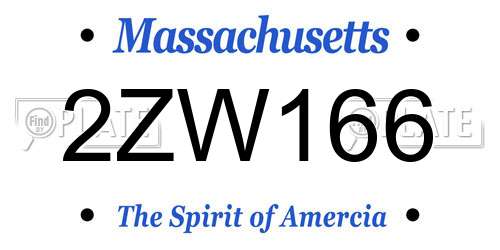 2ZW166 Massachusetts License Plate