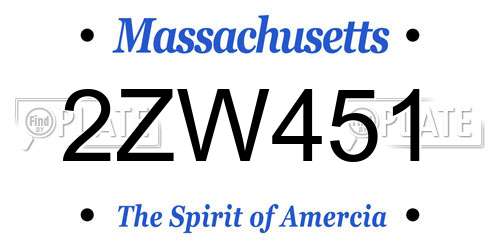 2ZW451 Massachusetts License Plate
