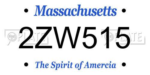 2ZW515 Massachusetts License Plate