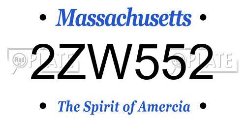 2ZW552 Massachusetts License Plate
