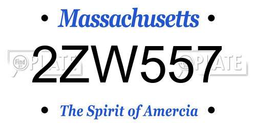 2ZW557 Massachusetts License Plate