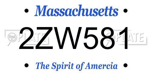 2ZW581 Massachusetts License Plate