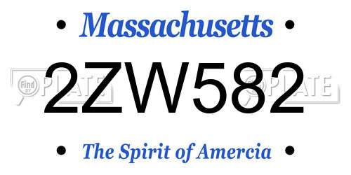 2ZW582 Massachusetts License Plate
