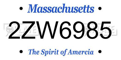 2ZW6985 Massachusetts License Plate
