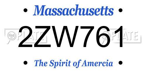 2ZW761 Massachusetts License Plate