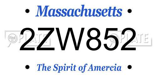 2ZW852 Massachusetts License Plate