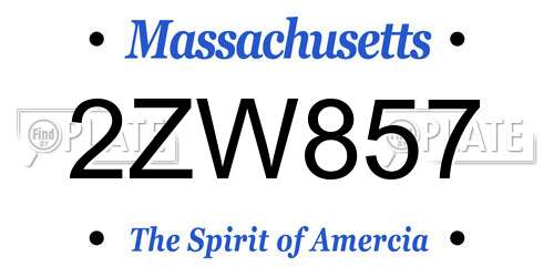 2ZW857 Massachusetts License Plate