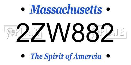 2ZW882 Massachusetts License Plate