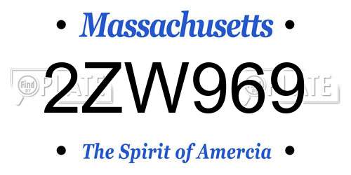 2ZW969 Massachusetts License Plate