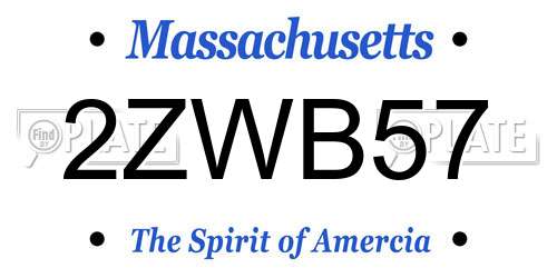 2ZWB57 Massachusetts License Plate