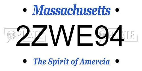 2ZWE94 Massachusetts License Plate