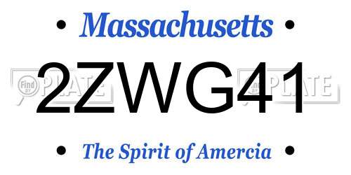 2ZWG41 Massachusetts License Plate