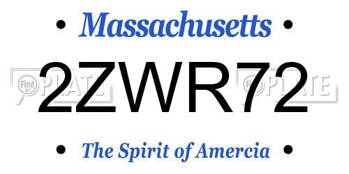 2ZWR72 Massachusetts License Plate
