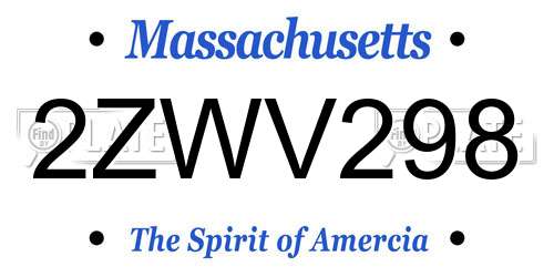 2ZWV298 Massachusetts License Plate