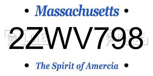 2ZWV798 Massachusetts License Plate