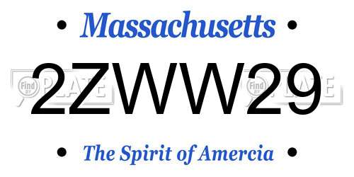 2ZWW29 Massachusetts License Plate